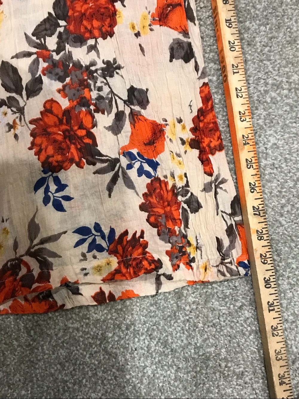 Mango Beige Wide-Leg Paperbag Pants with Orange Floral Motif - Picture 8 of 9